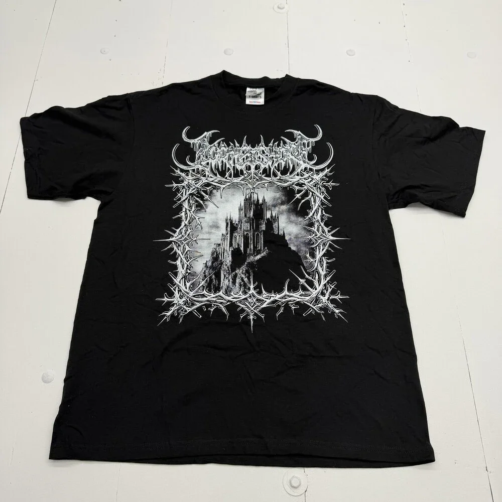 Shaka Wear Shirt Mens XL Black Gothic Castle Graphic Tee Heavyweight Metal Band